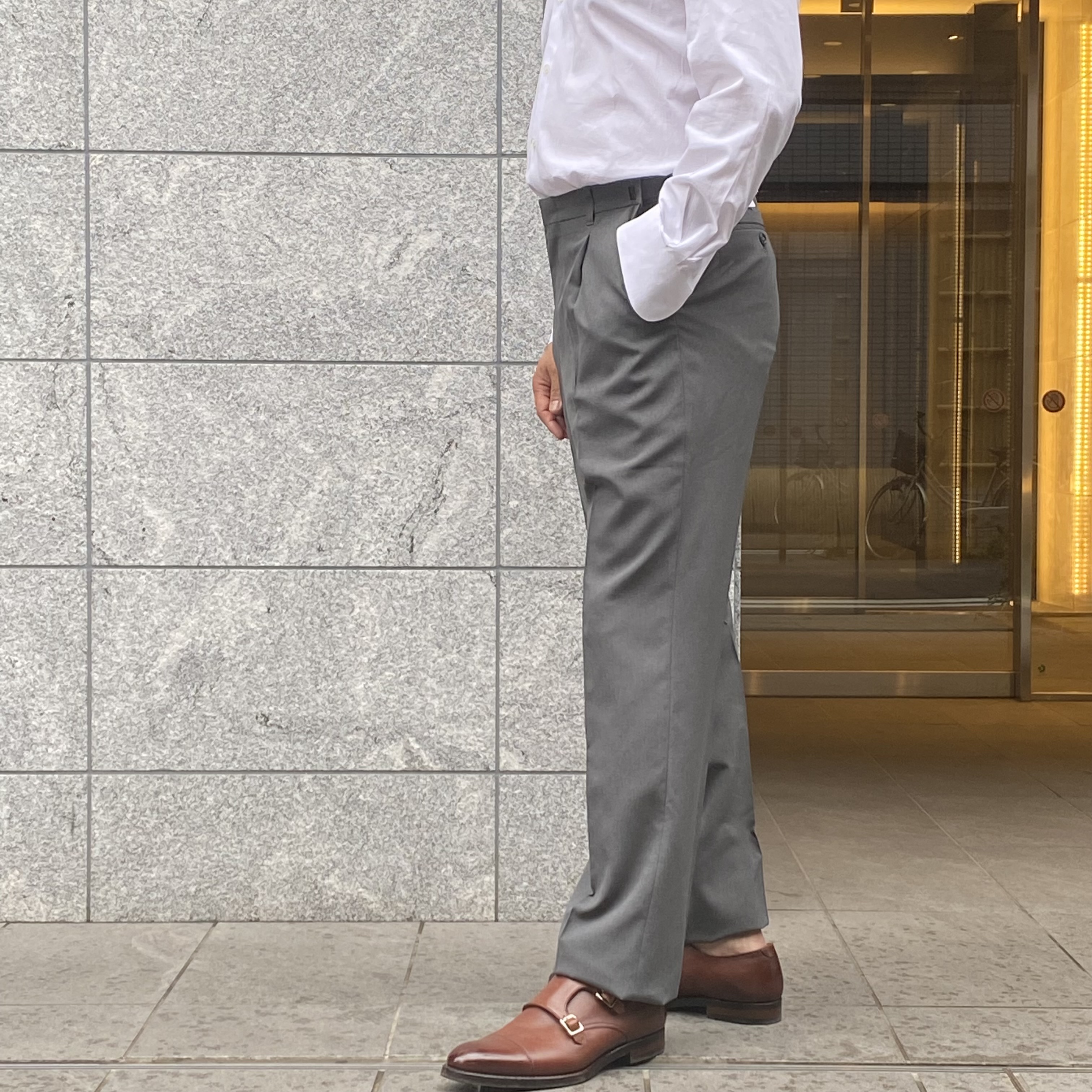 【ワイドシルエット】アジャスター付き　ワンタックスラックス《春夏モデル》